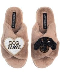 Laines London - Classic Laines Slippers With Little Sausage The Dachshund & Dog Mum Mom Brooches - Lyst