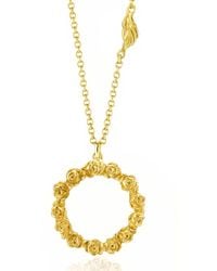 Unaloe - Rose Wreath Necklace For – Vermeil Circle Pendant, Luxury Floral Statement Jewelry - Lyst