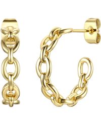 Genevive Jewelry - Gold Plated Sterling Silver Modern Chain Link C-hoop Earrings - Lyst