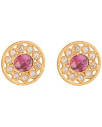 Opium Jewels - Crystal & Dark Tourmaline Studs - Lyst