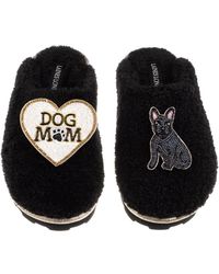 Laines London - Teddy Closed Toe Slippers With Dog Mum/Mom & Sitting French Bulldog Brooch - Lyst