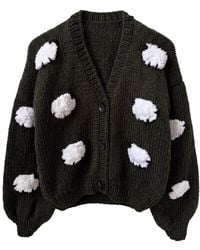 Ana Chic - Sheep Motif Handmade Knitted Cardigan - Lyst