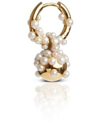 Kasun - Pearl Droplet Hoop Earring Vermeil - Lyst