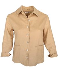 Haris Cotton - Neutrals Loose Linen Jacket With Front Pockets Beach Sand - Lyst