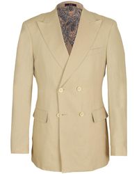 DAVID WEJ - Neutrals Hugo Linen Double Breasted Blazer - Lyst