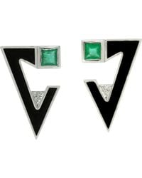 Artisan - 18K Enamel, Emerald & Diamond Geometric Drop Earrings - Lyst