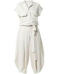 Metamorph - Neutrals Relaxed Jumpsuit With Linen - Lyst