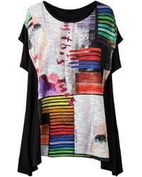 Conquista - Oversized Artistic Print Top With Draped Sides – Statement Style & Modern Comfort - Lyst