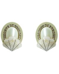 Gissa Bicalho - Handmade Acrylic Earring Oval Pearl And Shell Nacre - Lyst