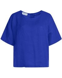 Haris Cotton - Linen Curve Blouse With Back Buttons - Lyst