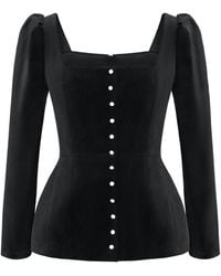 POST MERIDIEM - Velvet Long Sleeve Top - Lyst