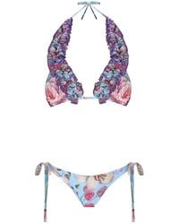 Nur Karaata - Triangle Blu Ruffle Bikini Set - Lyst