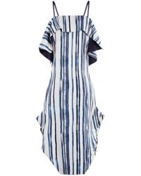 Smart and Joy - Stripe Print Cold Shoulder Dress - Lyst