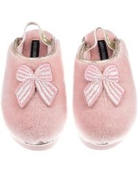 Laines London - Flatform Cloud Closed Toe Slippers With Stripe Bow Brooches - Lyst