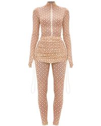 Monosuit - Neutrals Set Long Sleeve Turtleneck Full Bodysuit & Teeny-Tiny Skirt - Lyst