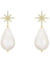 LÁTELITA London - Baroque Pearl Star Burst Drop Earrings Gold - Lyst