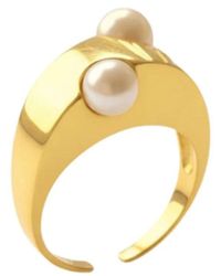 LINYA JEWELLERY - Pearl Adjustable Ring Sterling - Lyst