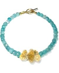 Rachel Nathan - Slim: Amazonite & Citrine Nuggets Bracelet - Lyst