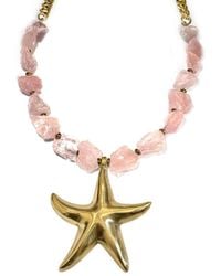 Rachel Nathan - Raw Rose Quartz & Starfish Necklace - Lyst