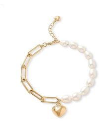 Pearls of the Orient Online - Amare Oval Cultured Freshwater Pearl & Chain Bracelet With Heart - Lyst