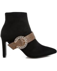 Rag & Co - Asagao Diamante & Rhinestones Strap Boots - Lyst