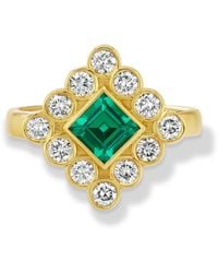 Jewelbird - Lab Emerald & Diamond Cocktail Ring - Lyst