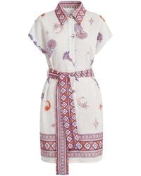 LOVEIST STORE - Morocco Statement Print Belted Resort Shirt Dress - Lyst