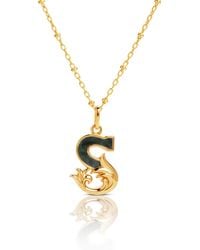 Kasun - Plated S Initial Necklace With Marble - Lyst