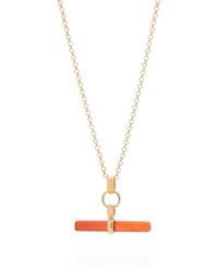 Nellou Jewellery - Carnelian T Bar Necklace Plated Sterling - Lyst