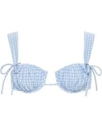 Montce - Peri Micro Gingham Petal Wide Straps Bikini Top - Lyst