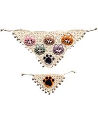 Ana Chic - Neutrals Cat Face Handmade Crochet Bandana Set - Lyst