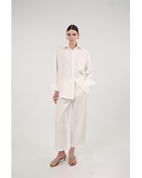 Nocturne - Neutrals Linen Drawstring Trousers - Lyst