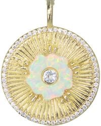 KAMARIA - Opal Flower Fluted Disk Necklace With Crystals - Lyst
