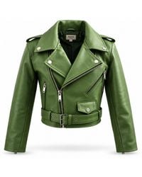 Zasta Studio - Cropped Biker Leather Jacket - Lyst