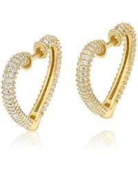 SHYMI - Open Heart Pave Hoops - Lyst