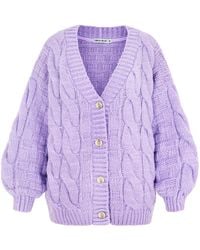 Cara & The Sky - Gemma Basket Stitch Balloon Sleeve Cardigan - Lyst