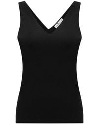 Peraluna - Ruby Top V-Neck Fine Knit Tank Top - Lyst