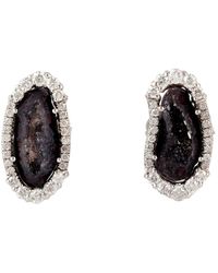 Artisan - Uneven Geode & Diamond Halo Stud Earrings - Lyst