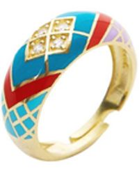 Spero London - Enamel Blue Five Color Sterling Silver Ring - Lyst
