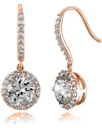 Genevive Jewelry - Rose Sterling Rose Plated Cubic Zirconia Hook Earrings - Lyst