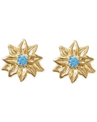 Harfi - December Birthstone Holly Birthflower Plated Stud Earrings - Lyst