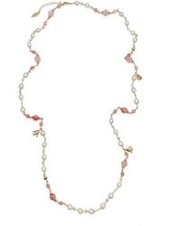 Farra - Watermelon Quartz With Freshwater Pearls Multi-Way Necklace - Lyst