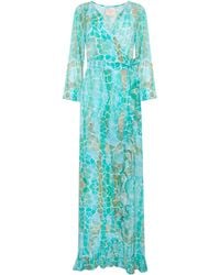 Sophia Alexia - Aqua Pebbles Ruffle Wrap Dress - Lyst