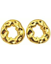Harfi - Bold Textured Doughnut Shaped Stud Plated Earrings - Lyst