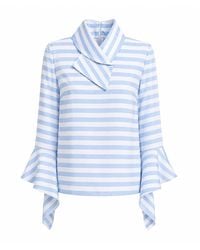 Julia Allert - Satin Striped Blouse With Asymmetric Collar - Lyst