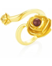 Unaloe - Rose Ring With Natural Ruby– Adjustable Sterling Flower Jewelry - Lyst
