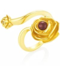 Unaloe - Rose Ring With Natural Ruby– Adjustable Sterling Flower Jewelry - Lyst