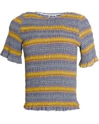 Amy Lynn - Romy Multi Stripe Smocked Viscose Knitted Top - Lyst
