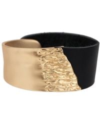 Saachi - Leather Metal Statement Bracelet - Lyst