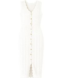 Yumi' - Ivory Cotton Scallop Crochet Knitted Dress - Lyst